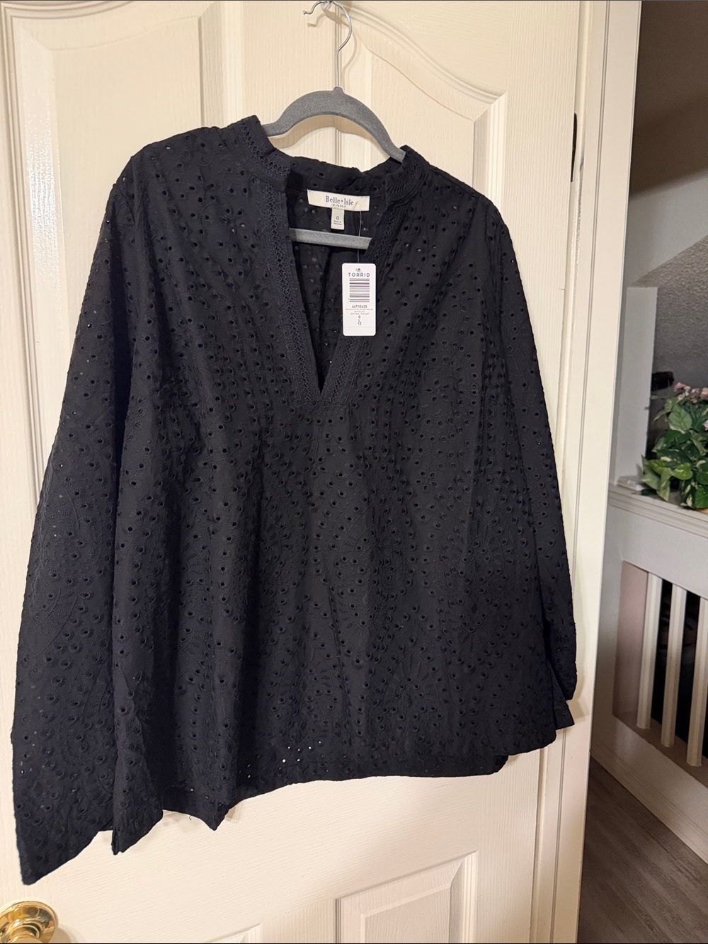torrid Belle Isle Black Eyelet Split-Neck Tunic